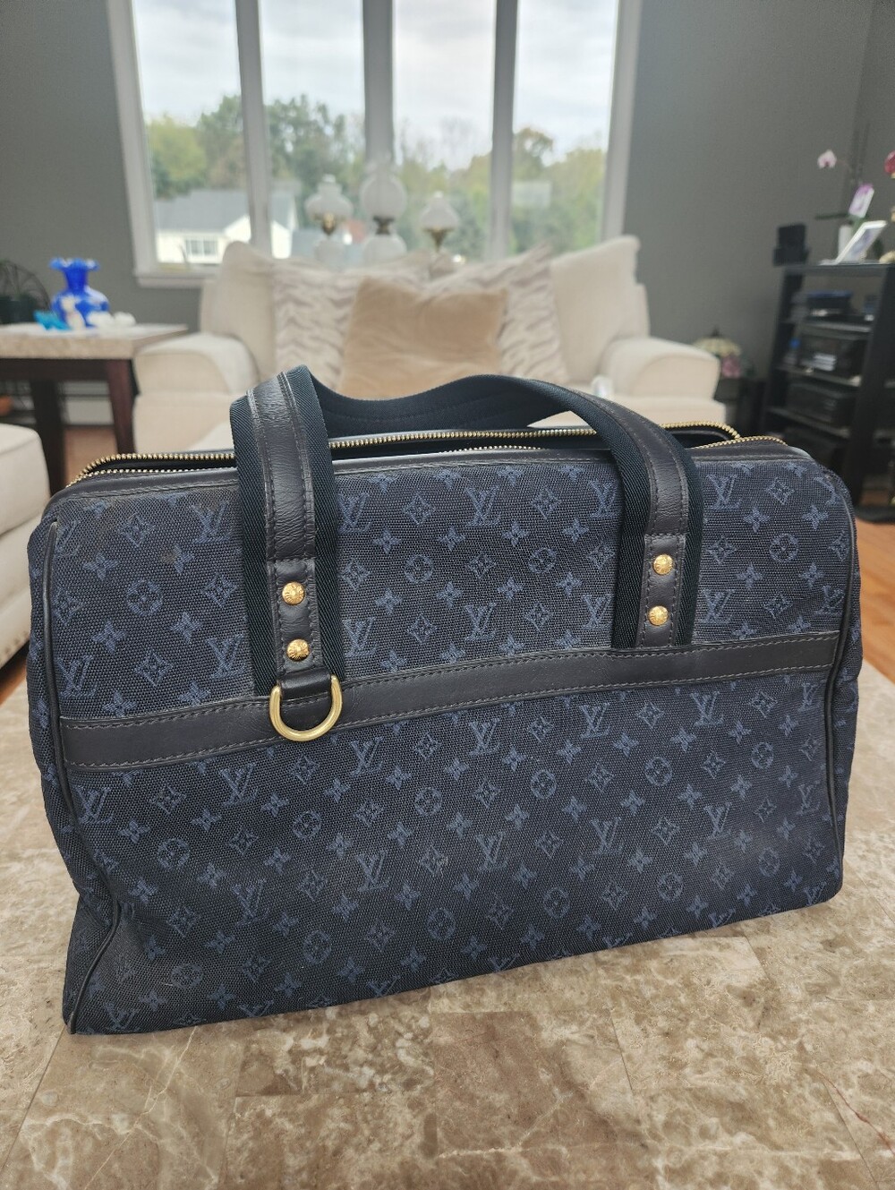 Louis Vuitton Navy Blue Monogram Lin Josephine Bag - Picture 2 of 13